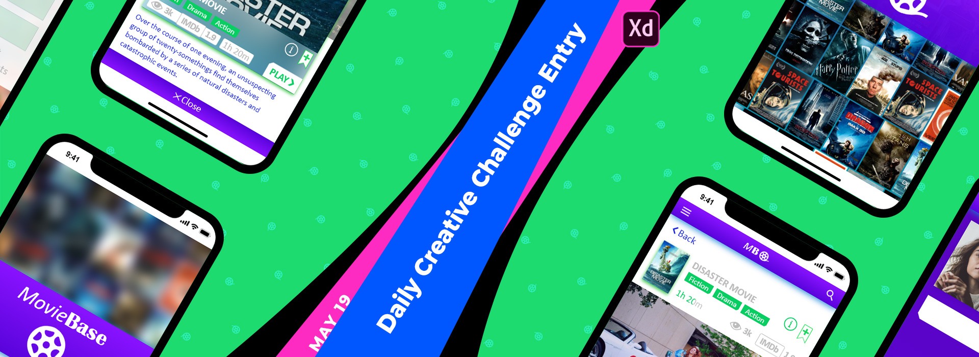 Adobe XD Daily Creative Challenge Entry - MovieBase - iOS App 🔗